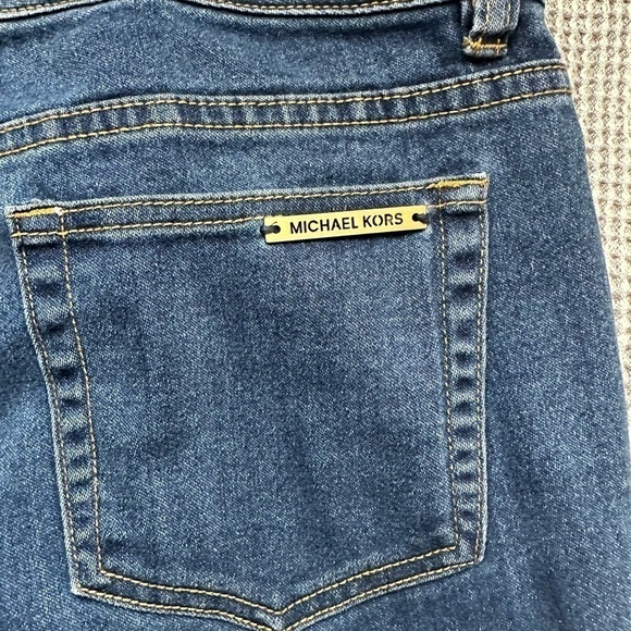 Michael Kors Skinny Jeans Size 8 Gold metal logo bar on back pocket - Picture 2 of 5